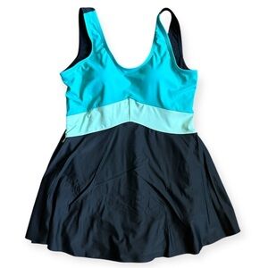 Blair One Piece Swimsuit Dress Aqua and Black Womens Size 10